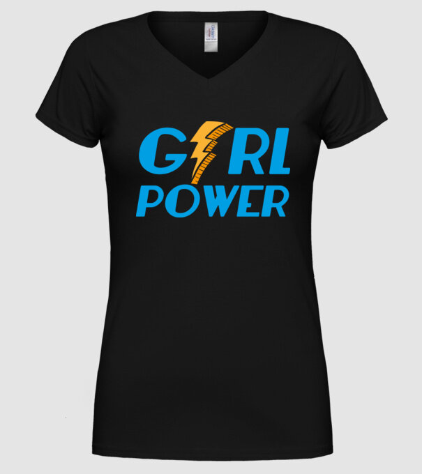 GirlPower model negru pe tricou