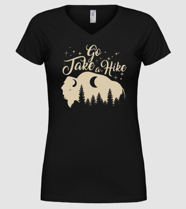 Go take a hike buffalo model negru pe tricou
