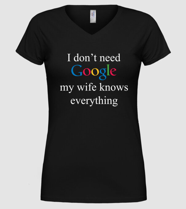 Google wife model negru pe tricou