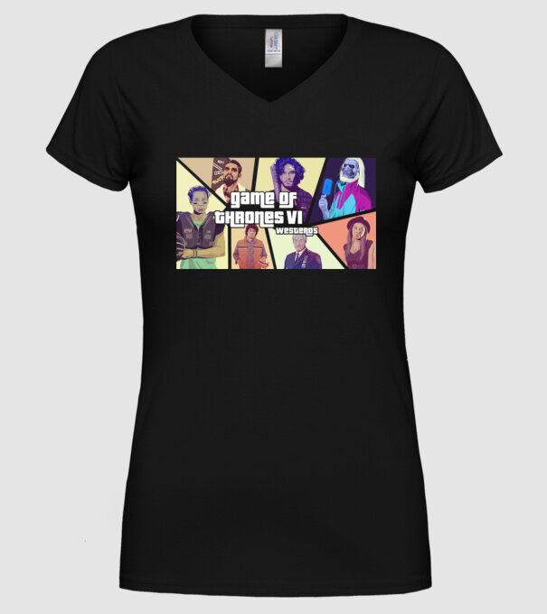 GTA Game of Thrones model negru pe tricou
