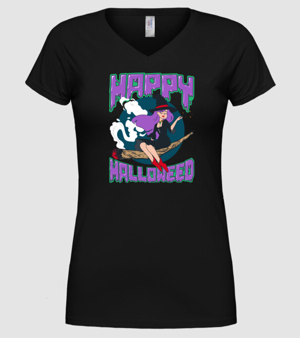 Happy Halloweed model negru pe tricou