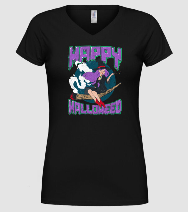 Happy Halloweed model negru pe tricou