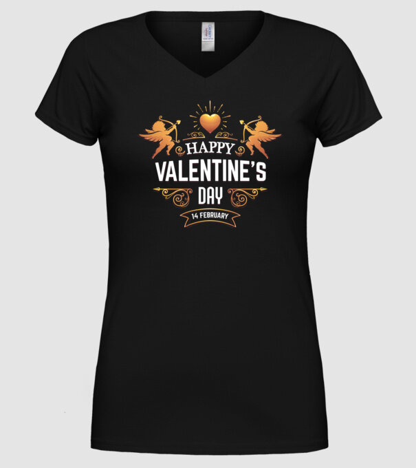 'Happy Valentine''s Day!' model negru pe tricou