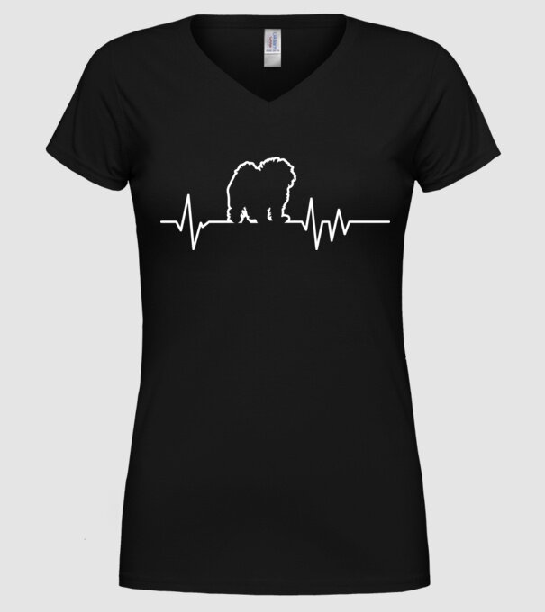 Heartbeat line Bolognese model negru pe tricou