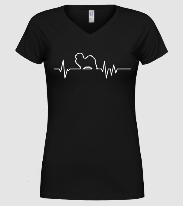 Heartbeat line Havanese model negru pe tricou