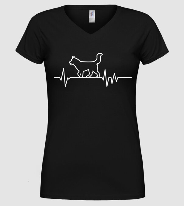 Heartbeat line Husky model negru pe tricou
