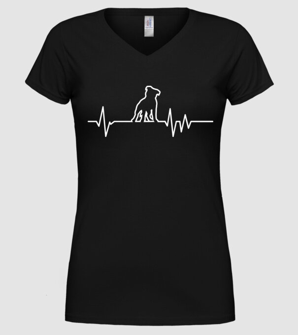Heartbeat line Staffordshire Terrier model negru pe tricou