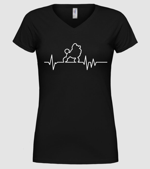 Heartbeat line Pudel model negru pe tricou