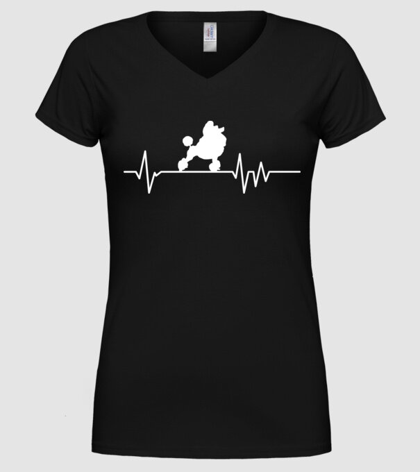 Heartbeat silueta Pudel model negru pe tricou
