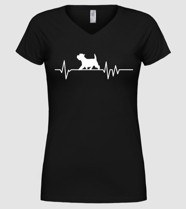 Heartbeat silueta Westie model negru pe tricou