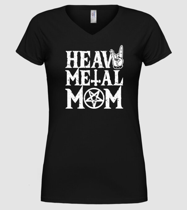 Heavy Metal Mom model negru pe tricou