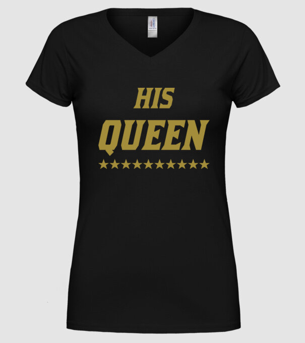 His Queen model negru pe tricou