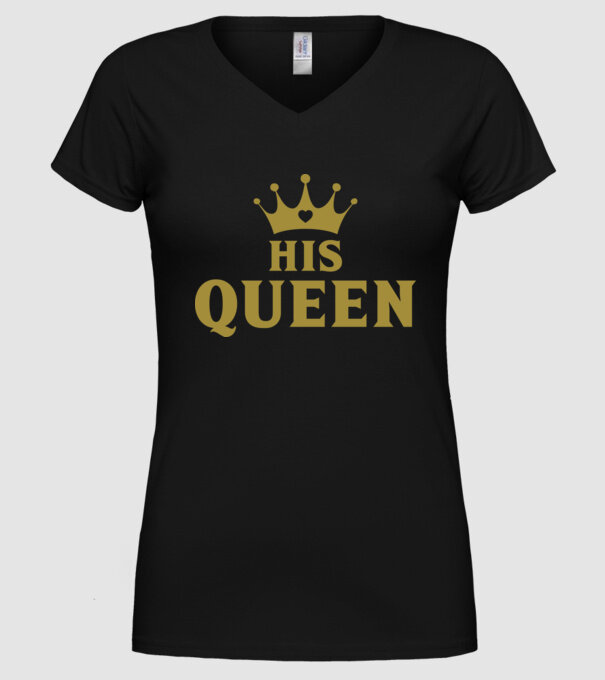 His Queen model negru pe tricou