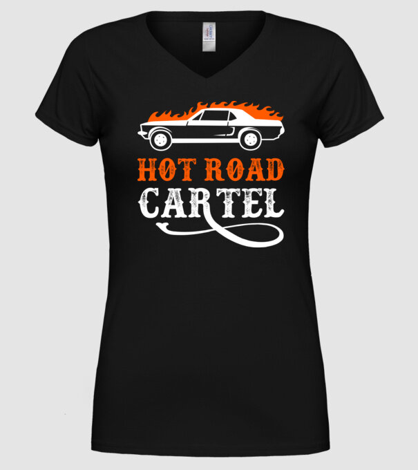 Hot road cartel model negru pe tricou
