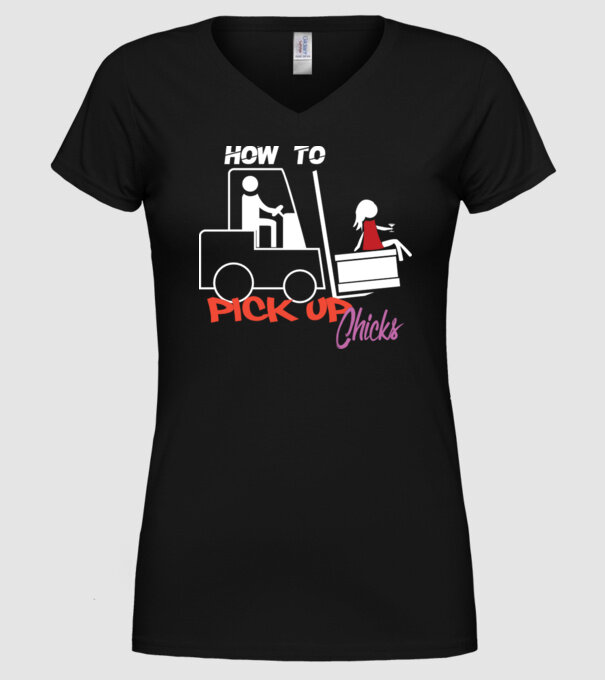 How to Pick up Chicks model negru pe tricou