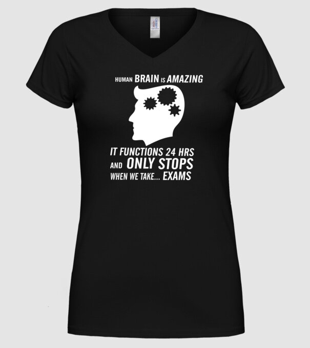 Human brain is amazing model negru pe tricou
