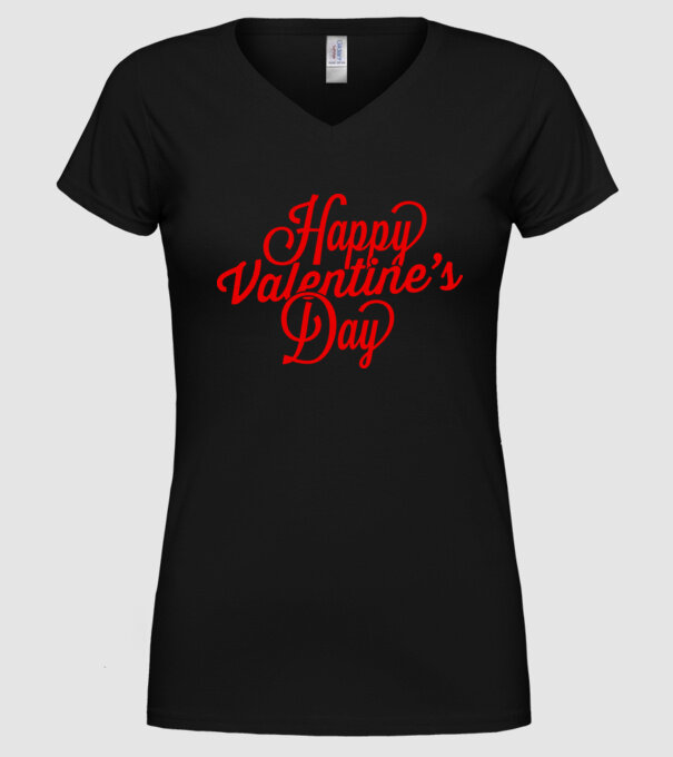 Happy Valentines day model negru pe tricou