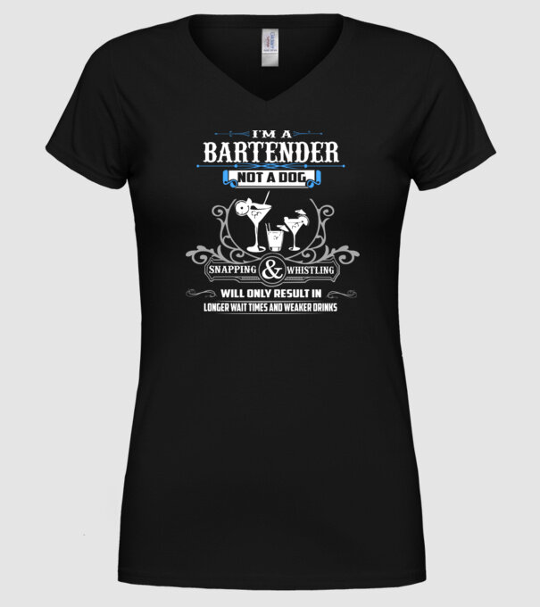 'I''m a bartender NOT a dog' model negru pe tricou
