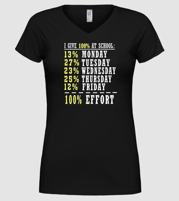 I give 100% at school model negru pe tricou