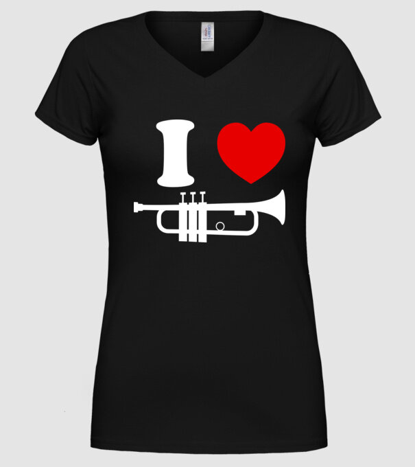 I heart trumpet model negru pe tricou