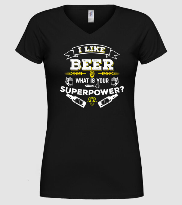 i like beer model negru pe tricou