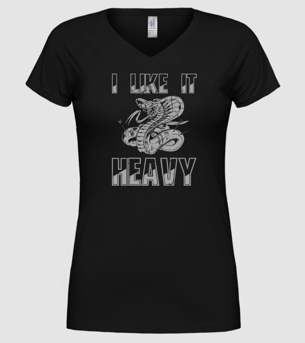 I like it heavy model negru pe tricou
