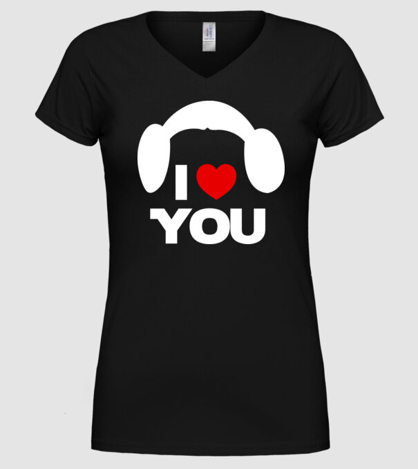i love u model negru pe tricou