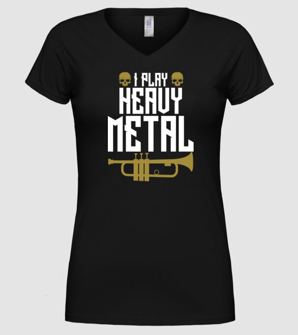I play heavy metal trumpet model negru pe tricou