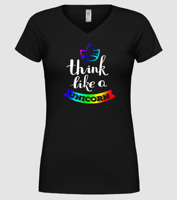 I think like a UNICORN model negru pe tricou