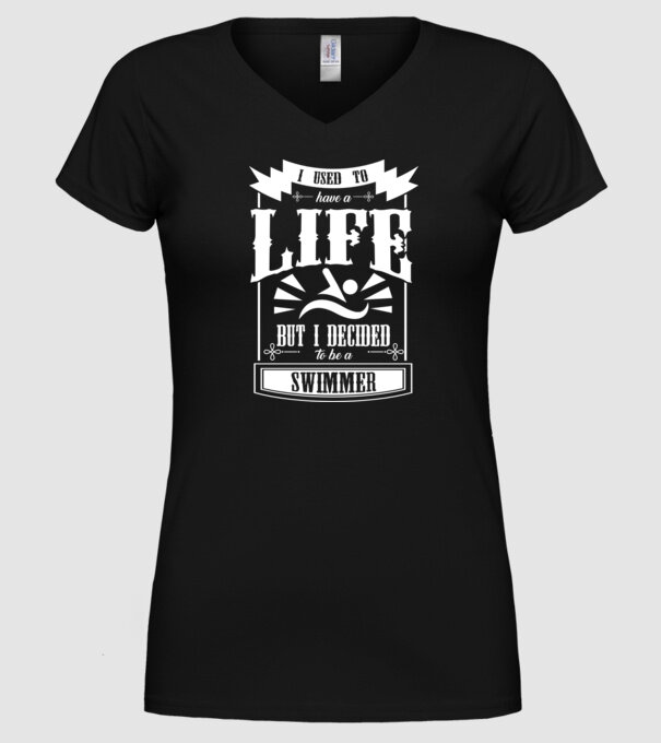 I used to have a life ÎNOTĂTOR model negru pe tricou