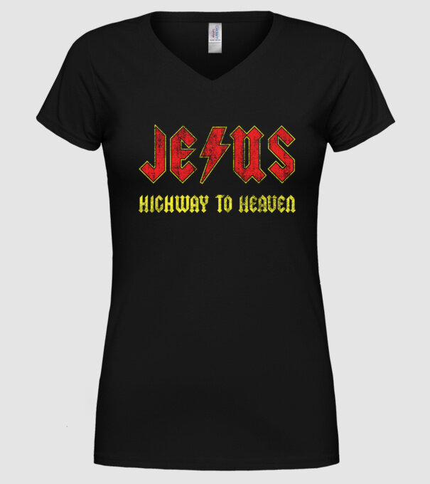 JESUS HIGHWAY TO HEAVEN model negru pe tricou