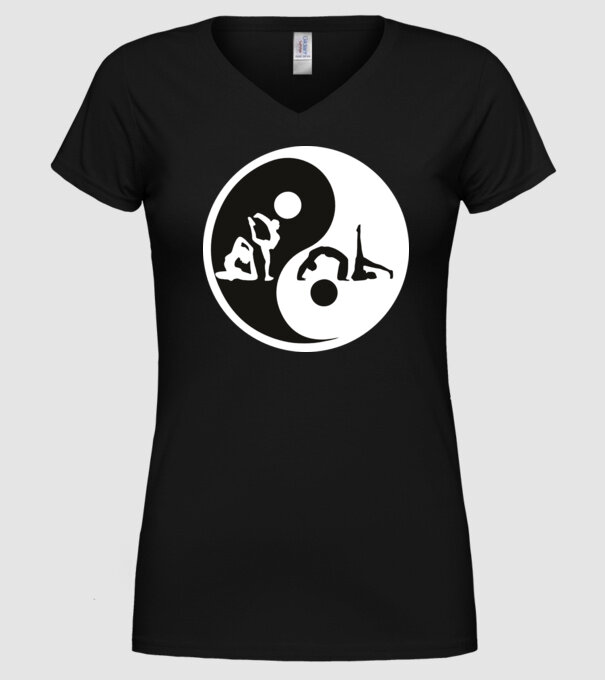 Yoga yin-yang model negru pe tricou