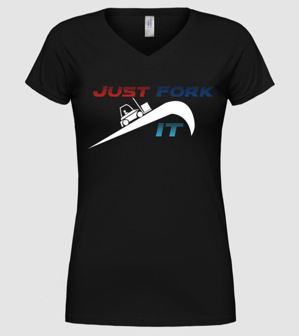 Just Fork It model negru pe tricou