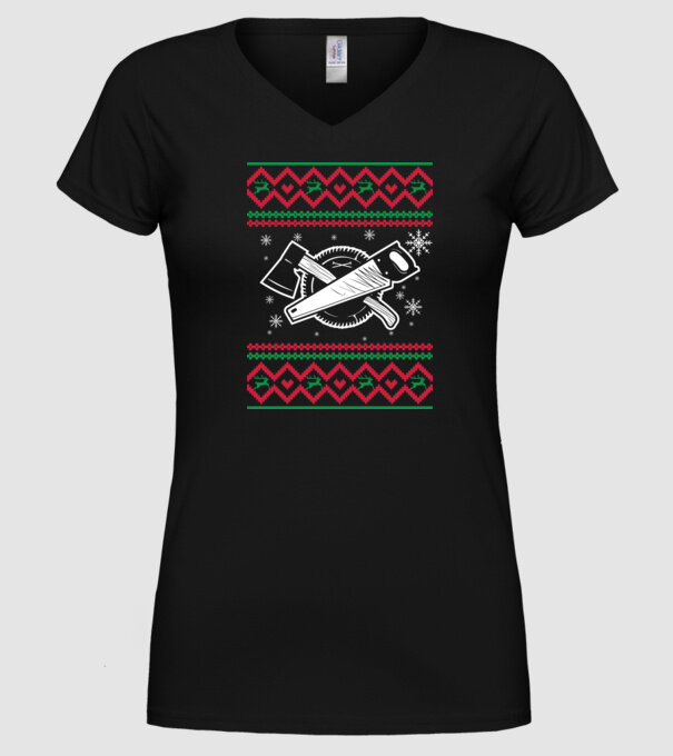 Model tricotat de Crăciun - tâmplar model negru pe tricou