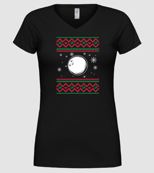 Model tricotat de Crăciun - bowling model negru pe tricou
