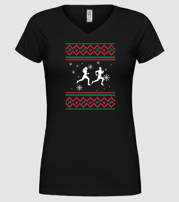 Model tricotat de Crăciun - alergători model negru pe tricou