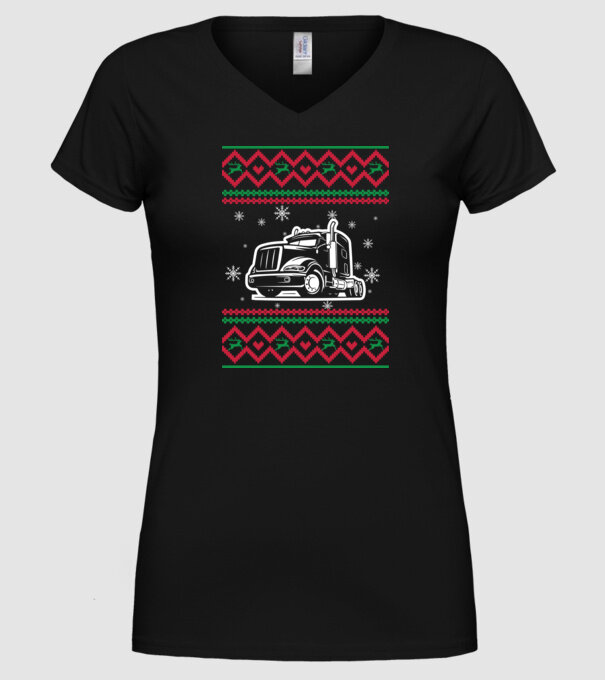 Model tricotat de Crăciun - camion model negru pe tricou