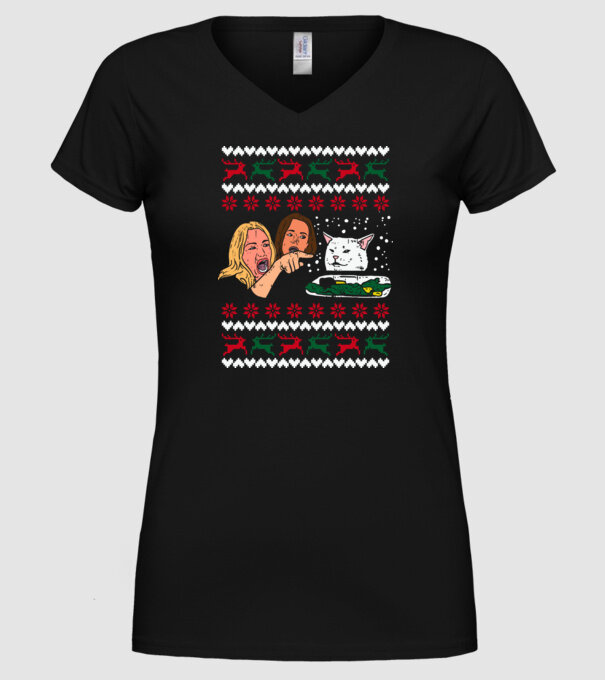 Pulovăr de Crăciun meme model negru pe tricou