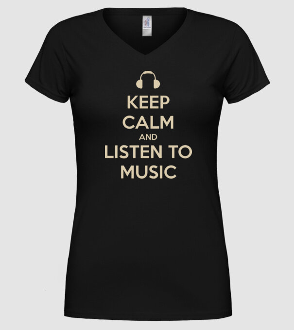 keep calm and listen to music model negru pe tricou