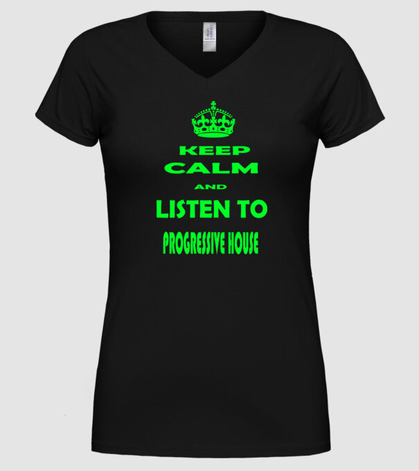 Keep Calm and Listen to prog-house model negru pe tricou