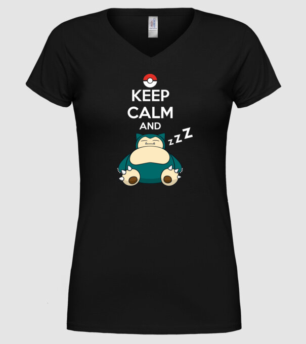 Keep Calm Snorlax model negru pe tricou