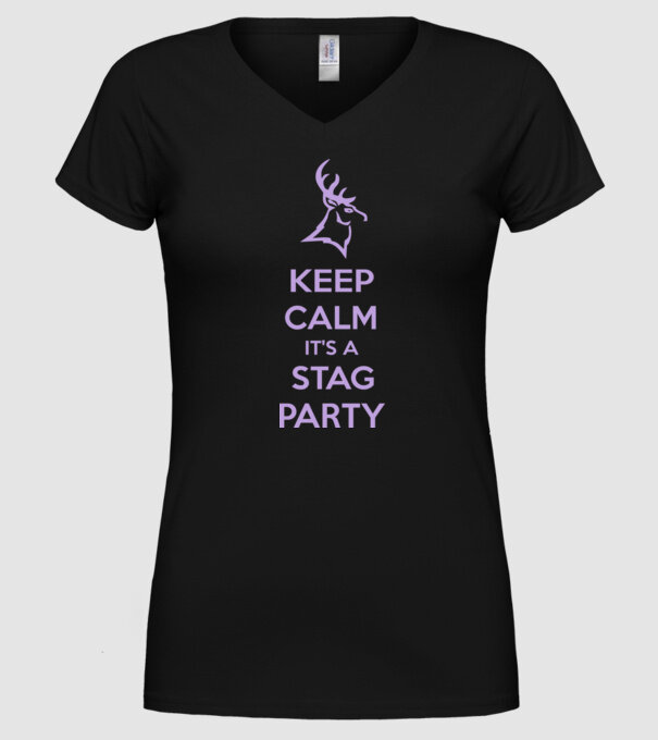 Keep calm stag party on model negru pe tricou