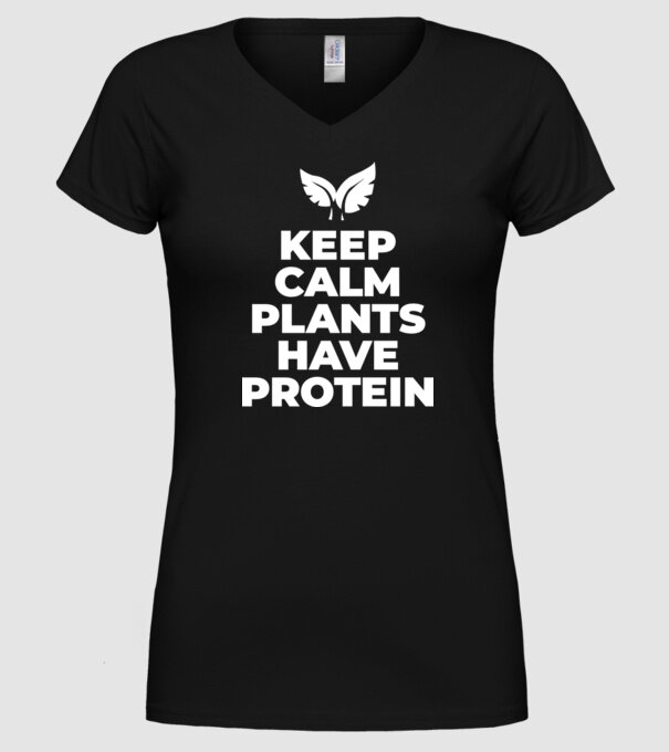 keep calm plant protein model negru pe tricou
