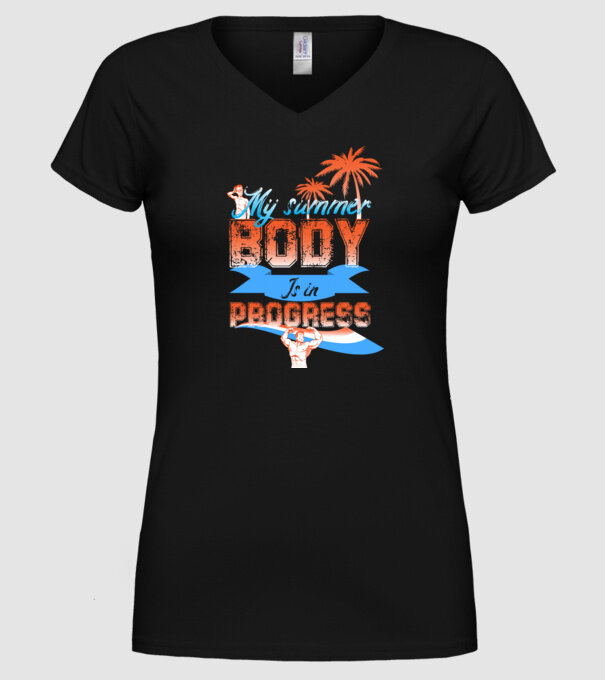 Mă pregătesc pentru vară model negru pe tricou
