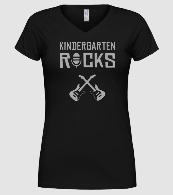 Kindergarten rocks model negru pe tricou