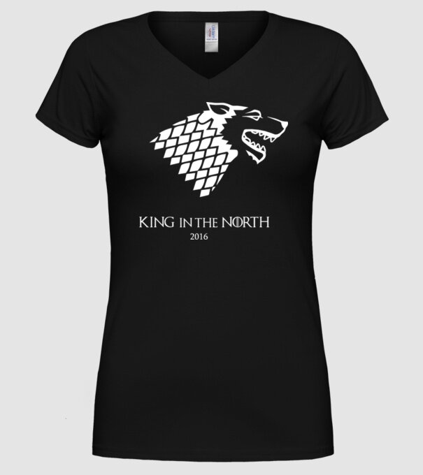 King in The North Wolf model negru pe tricou