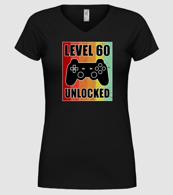 Level 60 unlocked retro gamer model negru pe tricou