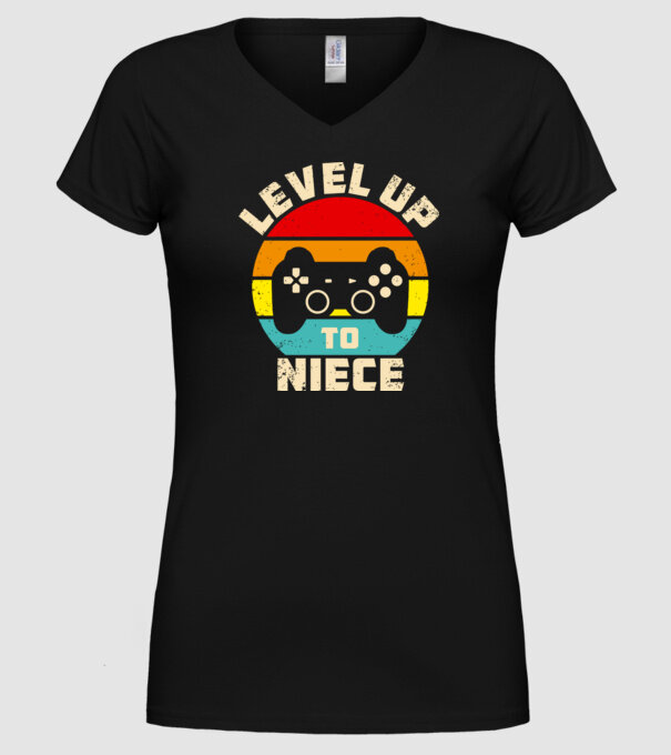 Level Up Niece model negru pe tricou