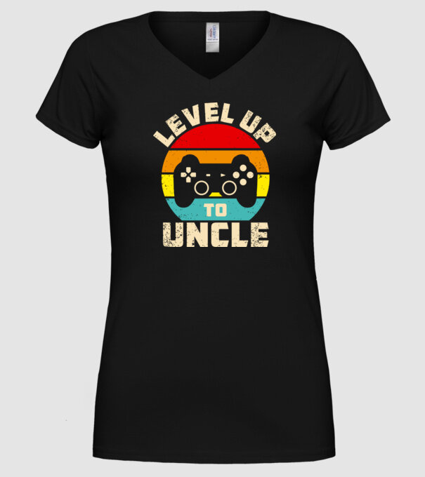 Level Up Uncle model negru pe tricou