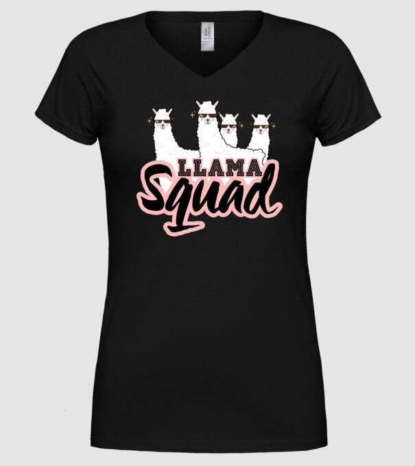 Llama squad model negru pe tricou